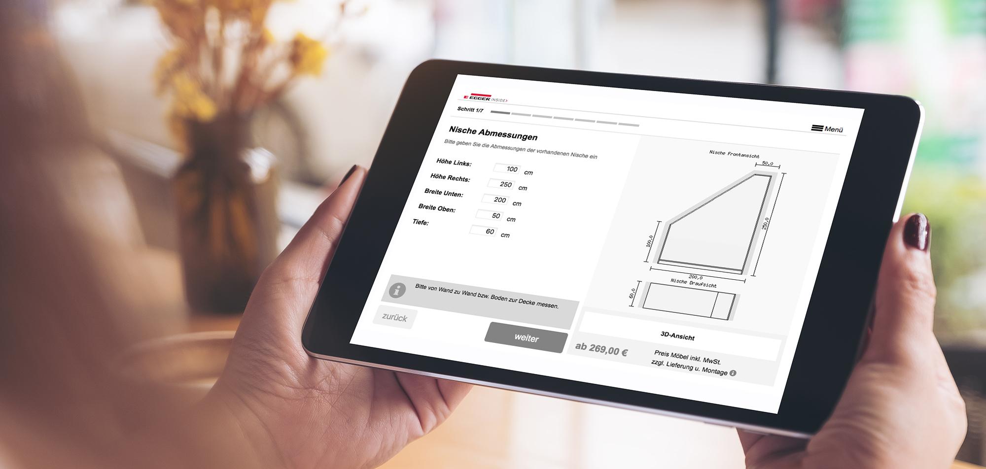 Schreiner Möbelplaner auf dem IPad - Individuelle Maße